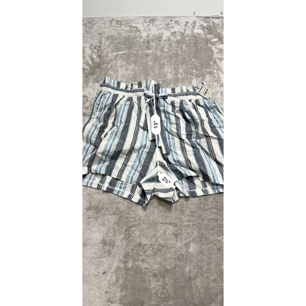 Express Shorts Womens Size Medium Blue Gray Striped Tie Off Paperbag New w/ Tags - Picture 3 of 8